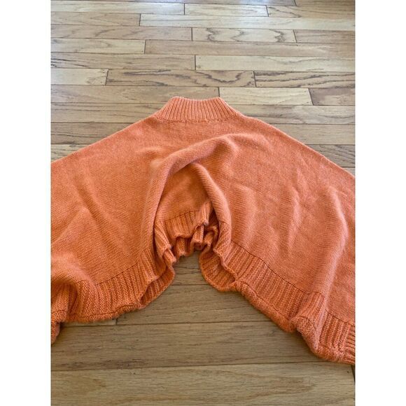 Bishop Young women's orange crochet knit oversized poncho sweater size small - Picture 6 of 8